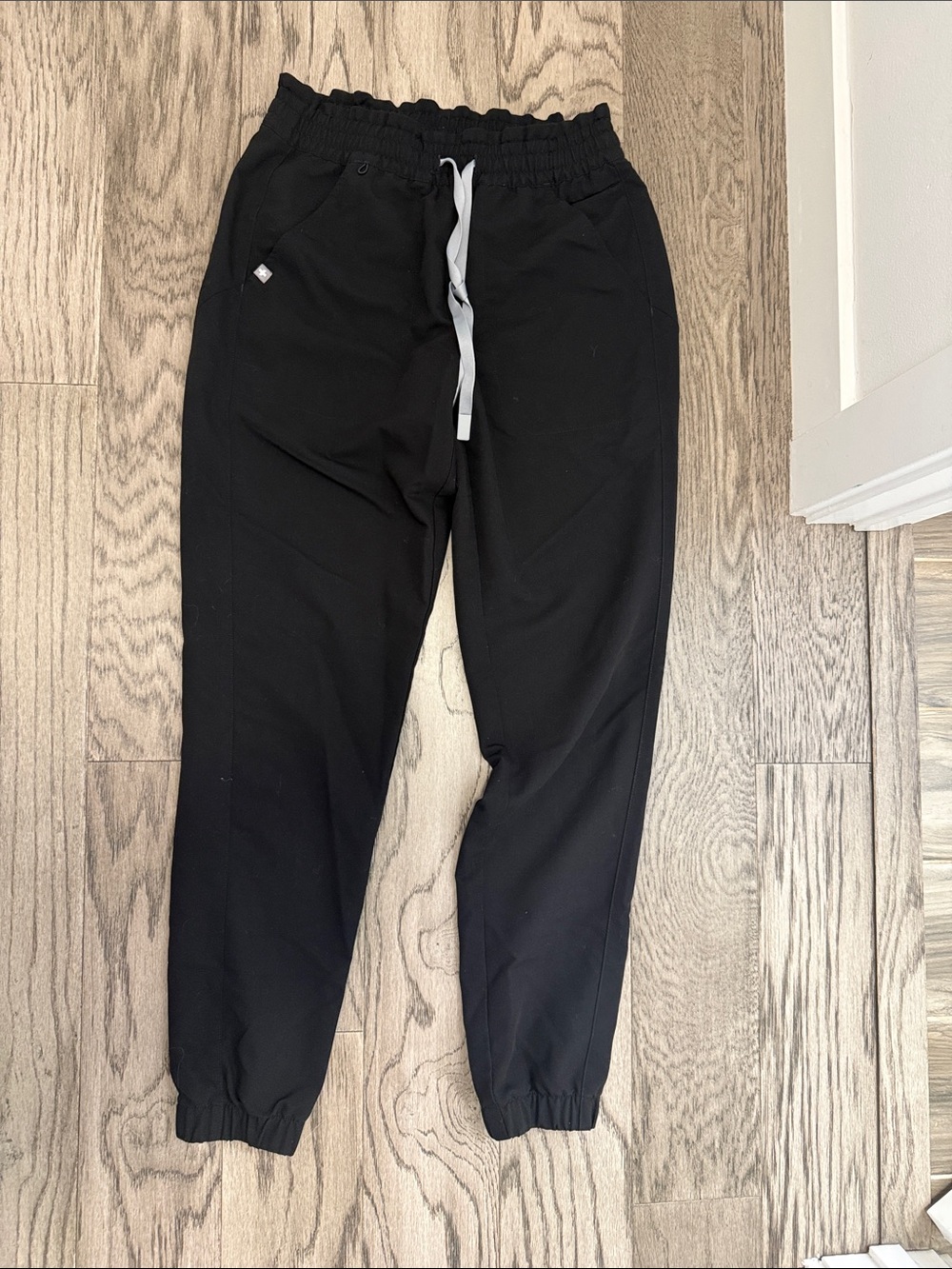Figs Black Joggers with White Drawstring